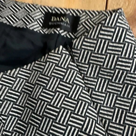 Dana Buchman Silk Blend Pants Geometric Black Gray Women's 8 Dress - Picture 4 of 9